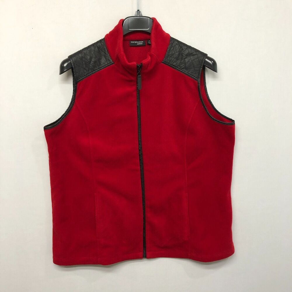 Susan Graver Style Weekend Women Full Zip Fleece Vest Size 1X Red B290 -27